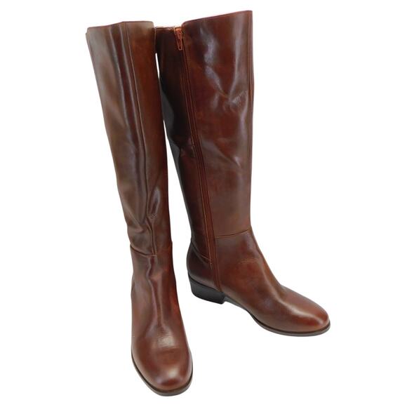 Rockport Evalyn Brown Tall Boot Saddle Block Heel Women's Size 7.5 - New - Picture 1 of 16